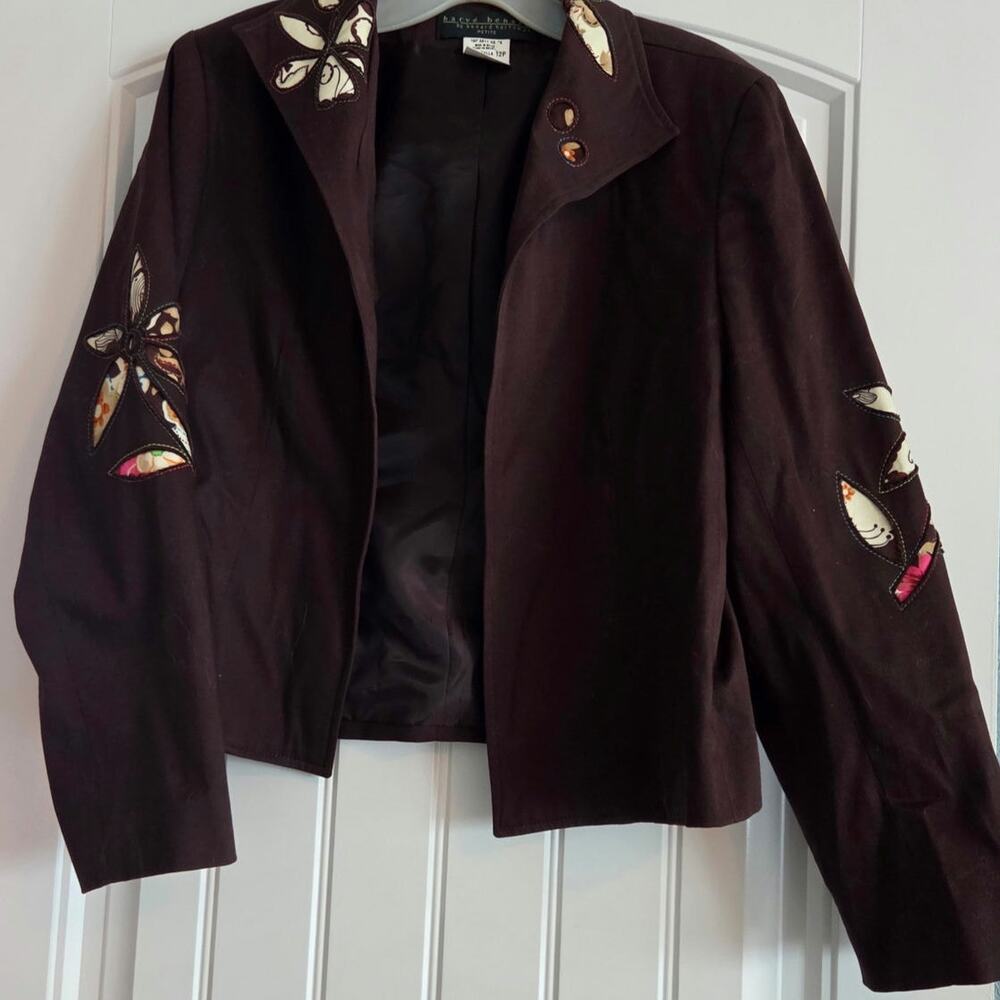 Vintage Harve Benard Brown Cotton Blend Blazer Size 12P